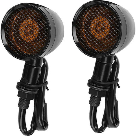 Universelle Motorrad-Retro-LED-Blinker/Bremslichter mit Kugelgitter, Metallgehäuse, schwarz