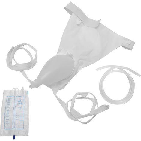 1 Sac de recueil d'urine, entonnoir en silicone, ceinture élastique, fermeture auto-agrippante, usage domestique (1/5)