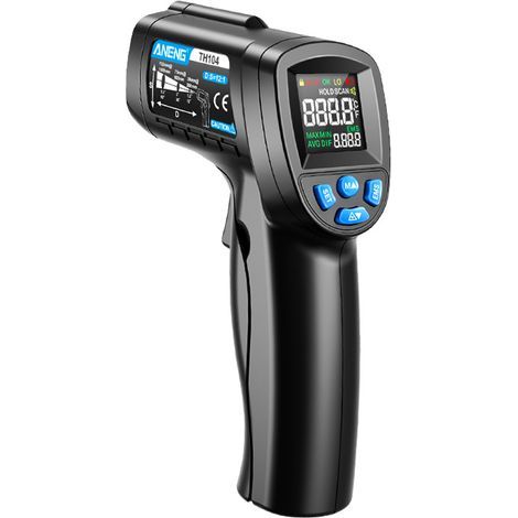Non-contact infrared laser thermometer – Measuring range: -50 °C to 550 °C – Adjustable emissivity – Response time:  0.5 seconds (1/5)