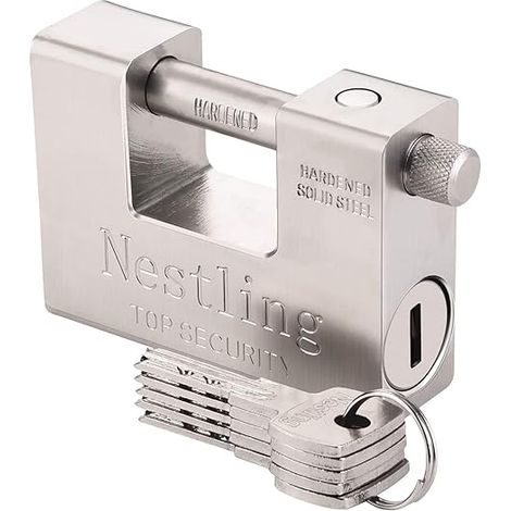 Cadenas Exterieur Ultra Robuste - Nestling® sécurité cadenas clé,Imperméable et anticorrosion,5 Clés,1.1KG,Convient aux conteneurs, entrepôts, motos, etc.(94mm) (1/5)