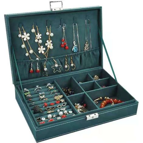 Boîte À Bijoux - Rangement Voyage Compact En Cuir PU Avec Doublure Velours - Pour Bagues Bracelets Colliers - 1 Pièce (1/5)
