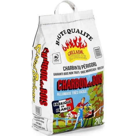 Lem Select – Charbon de bois premium pour barbecue – Allumage rapide – Pouvoir calorifique élevé – Sac de 20L – Norme NF EN 1860-2