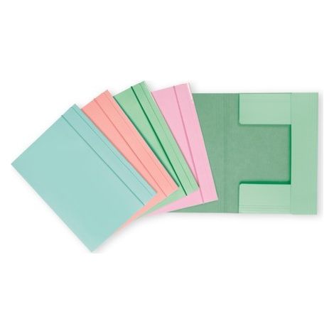 Carpeta Favorit de 3 Solapas con Elástico 25x34,5 cm Lomo 0-3 cm - Paq. 25 Piezas Colores Surtidos Pastel