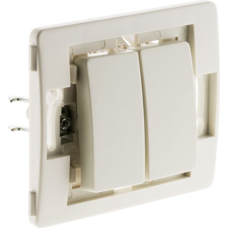 Zenitech – Interrupteur double va-et-vient blanc – Bornes automatiques pour installation rapide – Compatible gamme Venus – 10A 2300W (1/4)