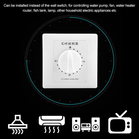Minuteur de pompe à eau 220 V avec compte à rebours mécanique, interrupteur de minuterie intelligent pour une utilisation en intérieur (30 minutes) (1/5)