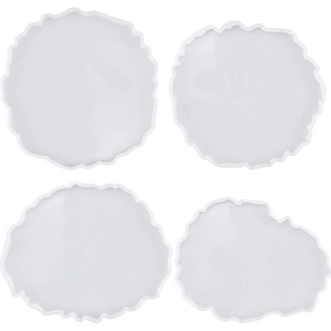 Pack de 4 Moulle Silicone Resine Epoxy,Résine Moules DIY Effacer Silicone Résine Époxy,Moules Béton Plâtre Artisanat Plateau Art pour Coaster,Plateau,Savon,Beton Decoratif (1/5)