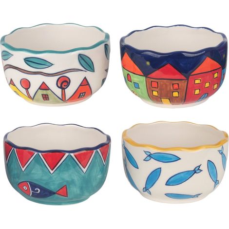 Signes Grimalt Cuenco Bol Decoracion  Cuenco 4U Ceramica Y Gres Multicoloro 12x12x7cm 38253