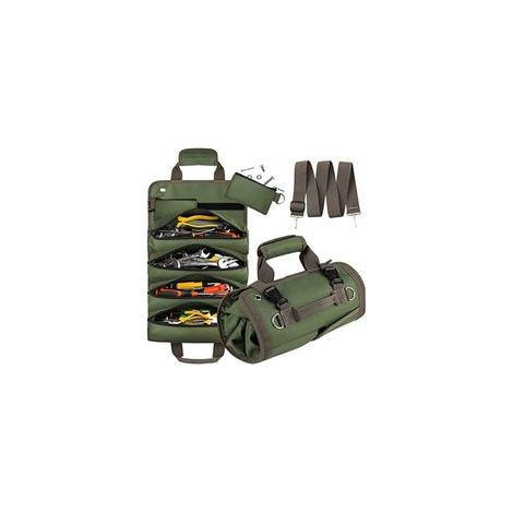 Borsa portautensili arrotolabile, borsa portautensili per moto con 6 tasche con cerniera per lavori di falegnameria domestica, elettricisti e auto (1/4)