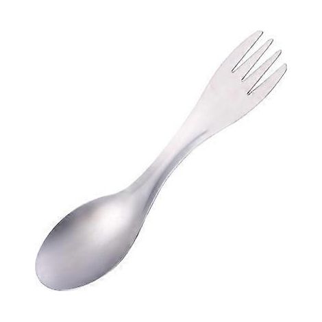 Fourchette et cuillère multifonctionnelles en acier inoxydable, idéales pour le camping et la randonnée. Parfaites pour la cuisine en plein air.