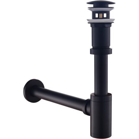 Matte black sink siphon – Click clack waste without overflow – Anti-limescale solid brass – Height adjustable for easy installation (1/4)