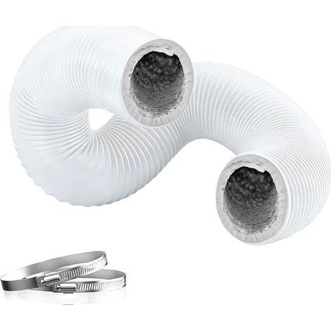 Mobiler Klimaanlagen-Abluftschlauch 5 m, Ø 150 mm, Klimaanlagenrohrverlängerung aus PVC-Aluminium, mobile Klimaanlagenhülle für Luftabsaugung, Wäschetrockner, Haubenhangar (weiß) (1/5)