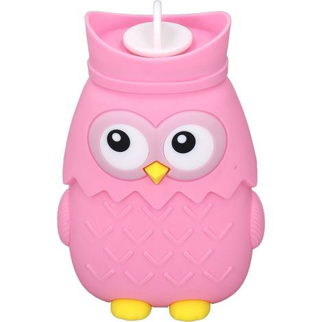 Bouteille d'eau chaude en silicone dessin animé rose portable pour l'hiver, coussin thermique réutilisable avec conservation de chaleur. (1/5)