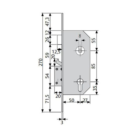 Sicherheitsschloss R300 T10 60mm Tesa (1/2)