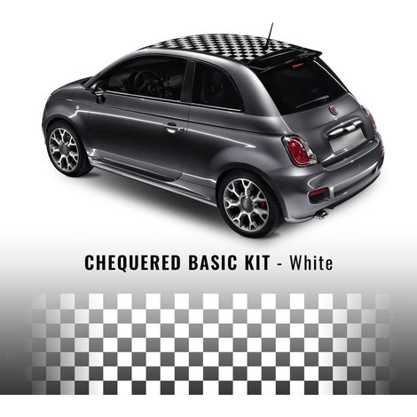 Kit di Decorazione a Scacchi Nero per Tetto Fiat 500 - Colore: BIANCO