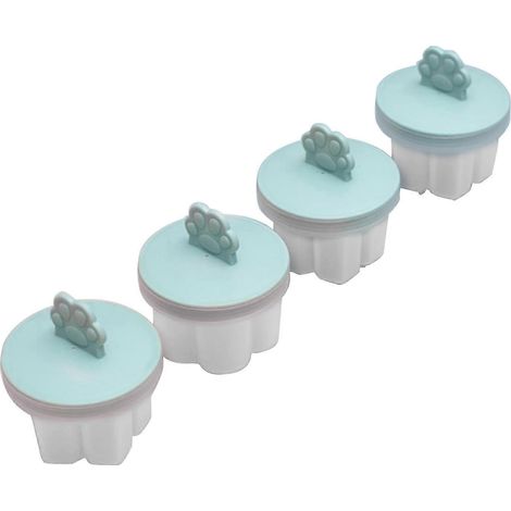 Moules réutilisables pour aliments pour bébés, moules à pudding, pots à gelée en plastique avec couvercles, bleus, pour la pâtisserie maison. (1/5)
