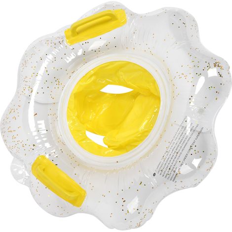 Aufblasbarer Babyschwimmring mit Sicherheitssitz, blumenförmigen Schwimmhilfen und Griffen (1/5)