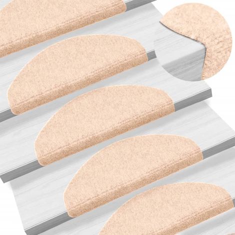 10 pcs Tapis d'escalier Tapis autoadhésifs de marches Tapis Salon Tapis Chambre Marron 65x21x4cm Aiguilleté BZTE881412 (1/5)