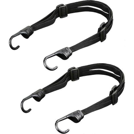 Lot de 2 tendeurs élastiques robustes avec crochets, cadenas de vélo plat, sangle élastique réglable. (1/5)