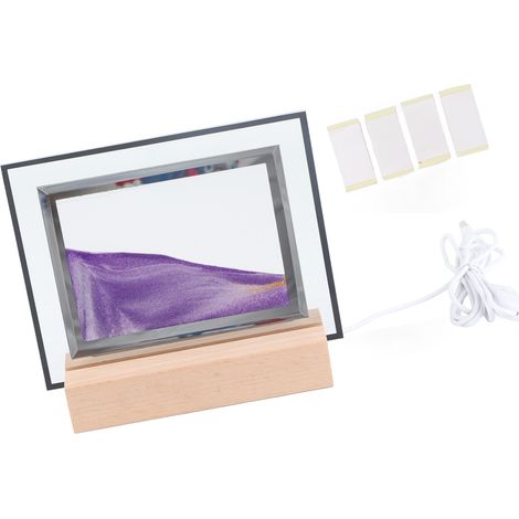 Veilleuse carrée à motif de sable mouvant, lampe LED 3D dynamique avec peinture de sable, décoration de bureau relaxante pour la maison et le bureau, avec port USB (1/5)