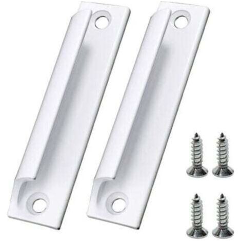 Tiradores de puerta corredera de aleación de aluminio blanco para muebles y ventanas, con tornillos incluidos. (1/4)