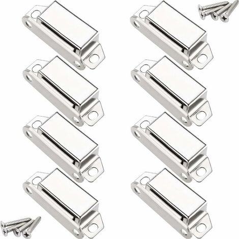Aimants loqueteaux magnétiques, 10 kg loqueteau de porte magnétique et 32 vis, 304 Acier inox, loqueteaux magnétiques aimanté pour fermeture de porte meuble/armoire/placard (paquet de 8),TRIMEC (1/3)