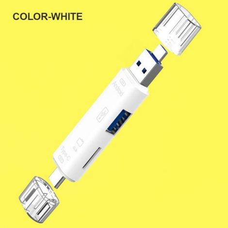 Lecteur De Carte OTG - 3 En 1 Micro SD TF USB Type-C - Compatible Android Et Ordinateurs - Blanc