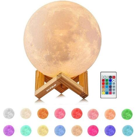 Lampe Lune 3D Veilleuse LED 15CM Dimmable 16 Couleurs avec Télécommande et Interrupteur Tactile USB Rechargeable Lampe de Nuit pour Chambre Salon Café Cadeau Anniversaire Noël (1/5)