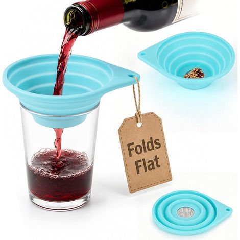 Passoire Mailles Fines, Passoire Pliable à Mailles Fines Entonnoir à Thé en Silicone avec Tamis en Acier Inoxydable Compatible Lave-Vaisselle Idéal pour Maison Voyages Camping Bureau (1/5)