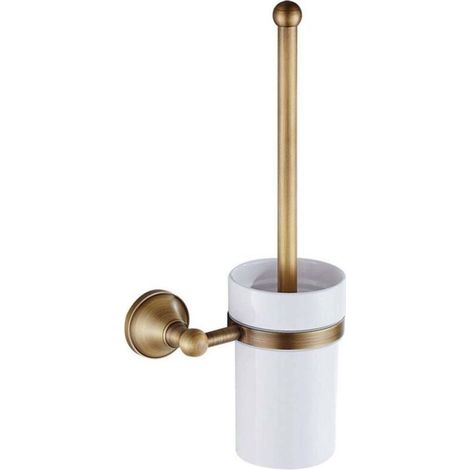 Porte-brosse de toilette, style européen, bronze antique, fixation murale, accessoires de salle de bain en laiton (1/4)