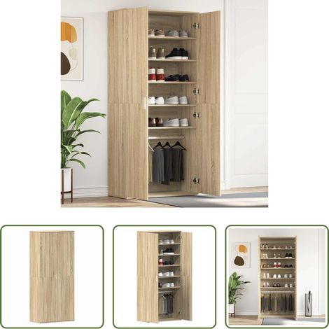 vidaXL Meuble de rangement - Cabinet à chaussures avec étagère Chêne Sonoma 80 x 39 x 178 cm (1/5)