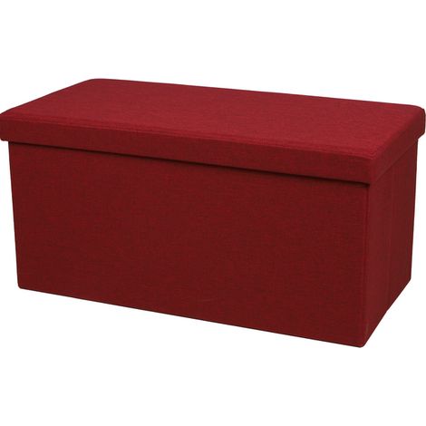 Banc de rangement pliable en tissu "Kube" - Rouge - L 76 x P 38 x H 38 cm - Livraison gratuite (1/4)