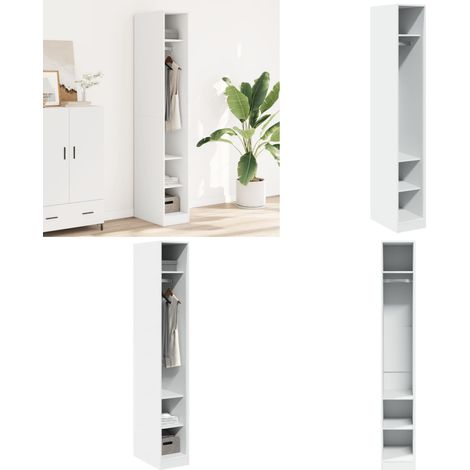 Garde-robe Blanc 30x50x200 cm Bois d'ingénierie - Armoire Blanche - Meuble Rangement - Dressing - Placard - Organisation Vestimentaire - Home & Living (1/5)
