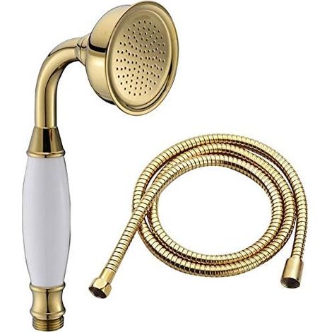 Traditioneller Duschkopf im viktorianischen Stil aus Chrom mit 150 cm langem silbernen Kupferschlauch – AquaForge