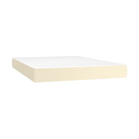 Sommier de style Snowco et matelas en similicuir couleur crème de 140 × 200 cm, idéal chambre à coucher, style moderne, montage simple (1/5)