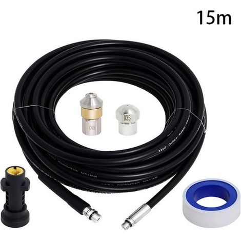 Tuyau de rechange de 15 m - pour nettoyeurs haute pression Kärcher K2 K3 K4 K5 K6 K7 - Tuyau flexible - Compatible avec l'adaptateur pour pistolet à eau Kärcher - Noir (1/5)
