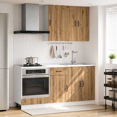 vidaXL Unité de cuisine LUCCA 5 pcs Chêne artisanal Bois d'ingénierie (1/5)