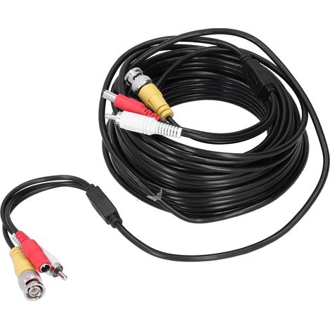 Câble Vidéo Audio Alimentation 3-en-1 BNC RCA DC pour Système de Surveillance DVR (20m) (1/5)