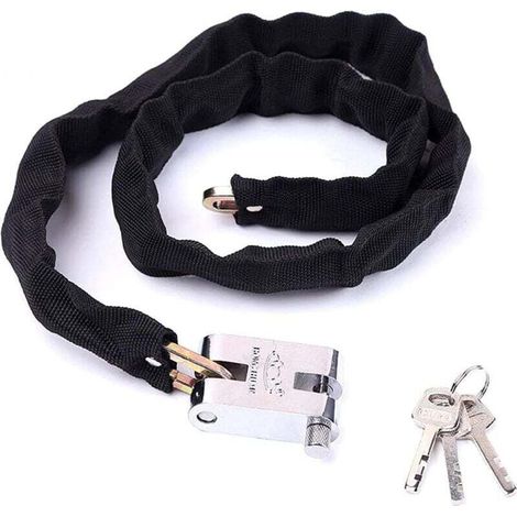 Chaîne antivol robuste pour moto, 3 clés, 100 cm, noir (1/5)