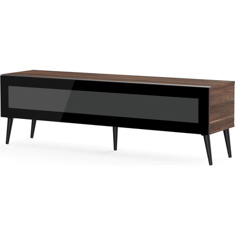 Meuble TV verre infrarouge et bois foncé Linkoping 160cm (1/5)