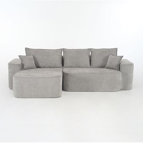 CAIziCanapé d’angle en L « Cloud Couch », 262 cm avec chaise longue, assise XXL profonde, sans montage, canapé modulaire gris en chenille pour salon (1/5)