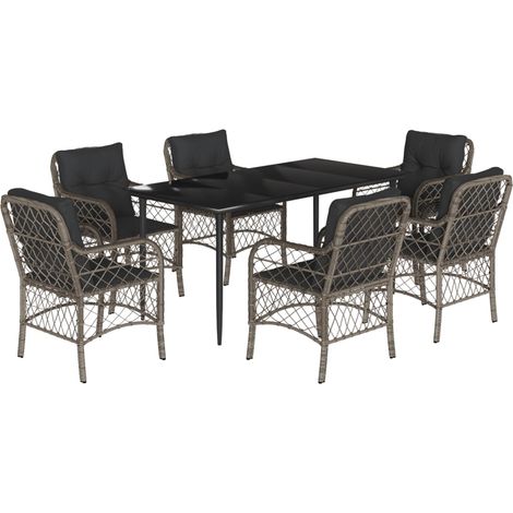 Maison Exclusive - Set da Pranzo da Giardino 7 pz con Cuscini in Polyrattan Grigio (1/5)