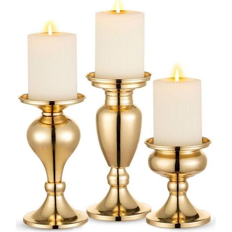Sziqiqi 3er Set Schwarze Kerzenständer Vintage Metall für Hochzeit Party (1/5)