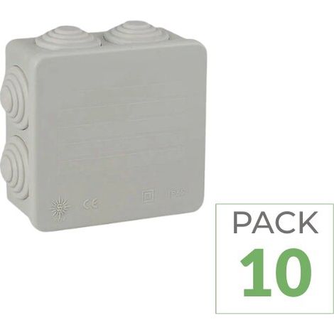 Pack de 10 - Boîte de Dérivation Étanche Carrée 80mm Épaisseur 35mm - SILUMEN (1/2)
