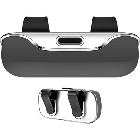 Support à lunettes de voiture - Rangement pour pare-soleil - Étui à lunettes doublé de tissu doux anti-rayures pour véhicules, gris (1/5)
