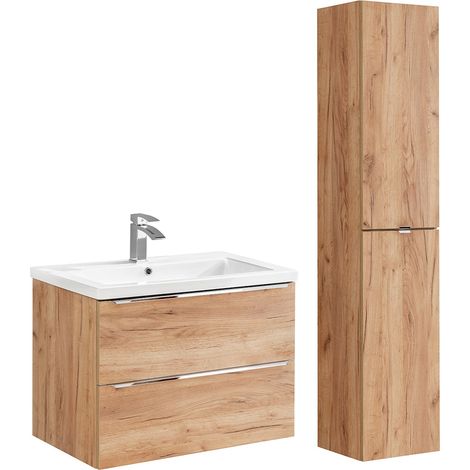 Set di mobili da bagno con lavabo April marrone 80cm (1/5)