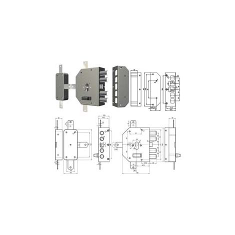 SERRATURA QUINTUPLICE DA APPLICARE CON SCROCCO PROFILO EUROPEO 2350PE- - DX (2350PEN-01N) - 1 pezzi CR