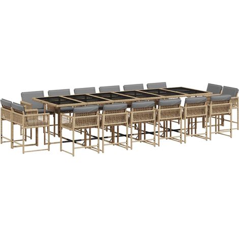 Maison Exclusive - Set Pranzo da Giardino 17 pz con Cuscini Beige Misto Polyrattan (1/5)