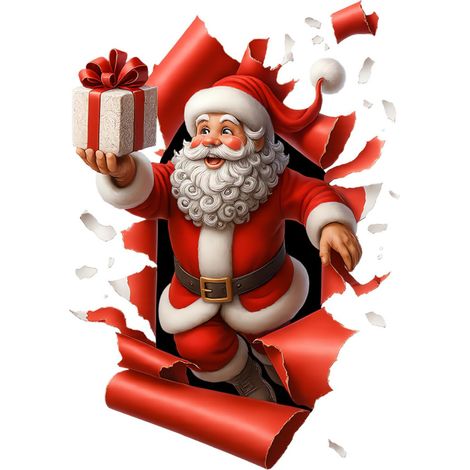 Stickers muraux de Noël créatifs, grands stickers muraux 3D Père Noël, stickers de porte, décorations murales de Noël amovibles pour les fêtes d'hiver, décorations pour fenêtres et réfrigérateur, 30 x (1/5)