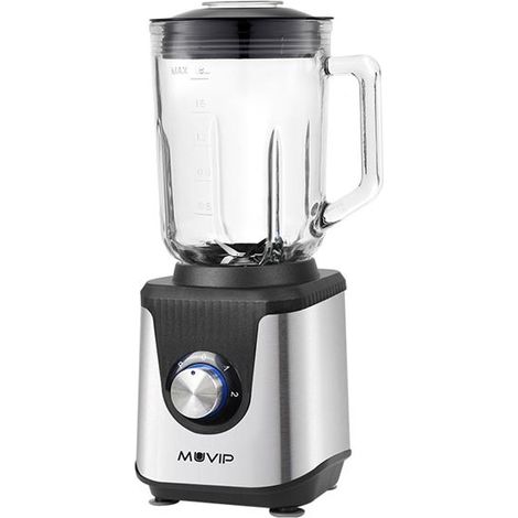 Muvip batidora de vaso 1800w 1.8l - 2 velocidades - funcion pulse - cuerpo acero inoxidable - cuchillas dentadas con recubrimiento de titanio