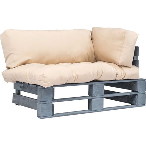 Outdoor-Sofa Paletten mit Kissen in Sandfarben Kiefernholz
